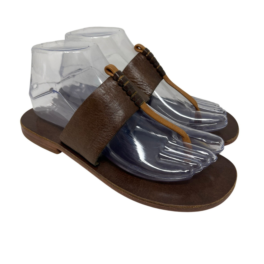 Akis Brown Genuine Leather Thong Sandals 8 Minimalist Classic